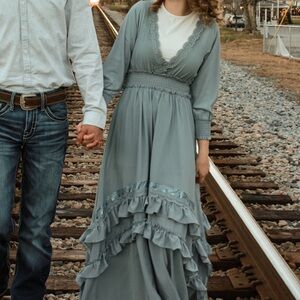 Baltic Born Dusty Blue Ruffle Maxi Dress